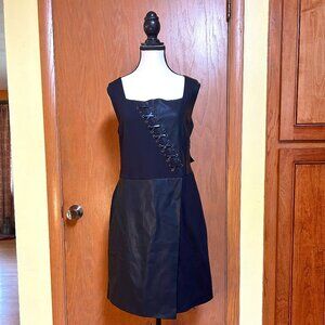 Boston Proper Black Dress with Faux Leather Lace - NEW!